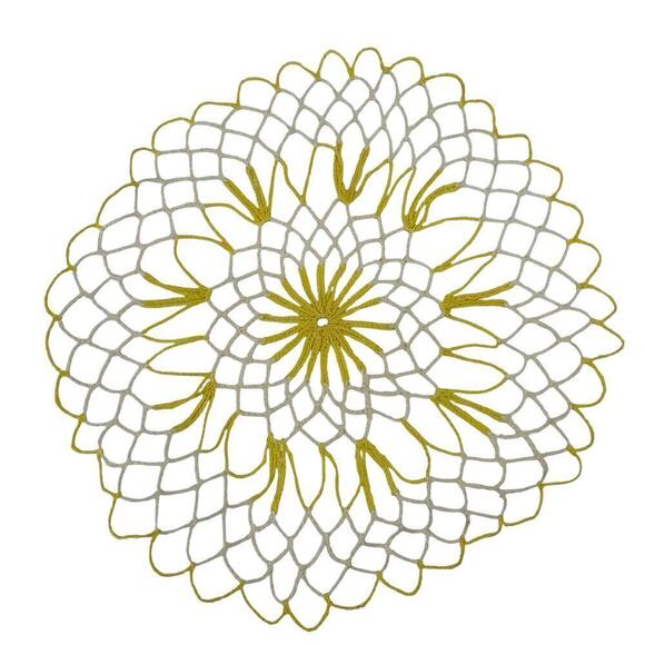 Vintage Doilies Crochet Set of 3 Wide Knit Yellow Orange White - Picture 5 of 10